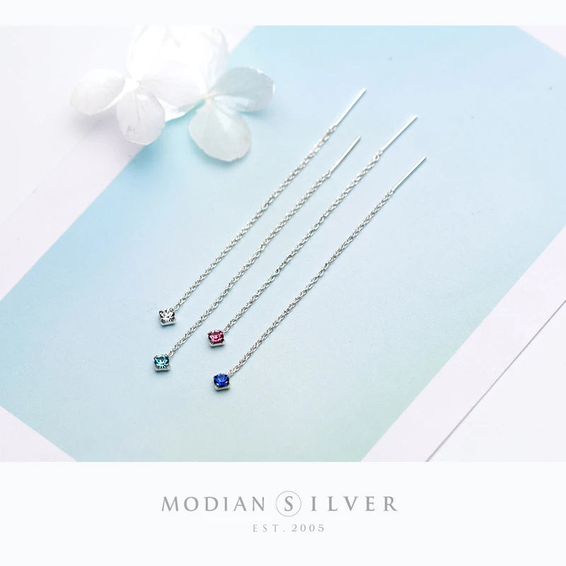 Pendientes largos con borlas y cristales de colores de Modian para mujer, gran oferta, joyería de plata de ley 925.