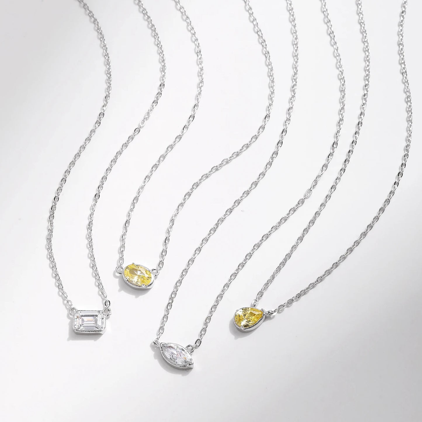 Collar con colgante geométrico de circonita cúbica de plata de ley 925 de MODIAN, joyería asimétrica apilable de moda para mujeres, regalos finos