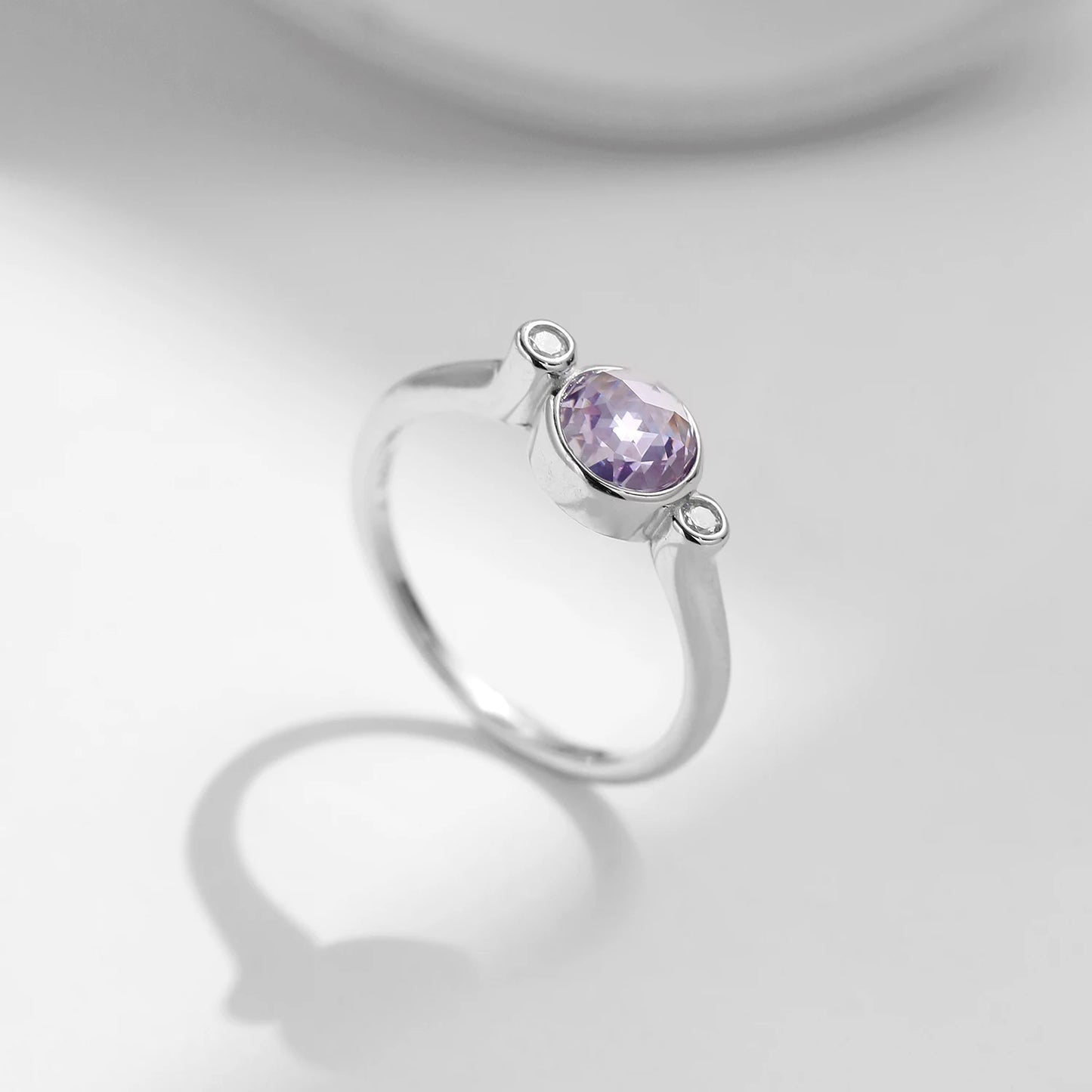 Anillo MODIAN de plata de ley 925 con diseño líquido asimétrico y corte rosa púrpura redondo, joyería fina para mujer, regalo de San Valentín.