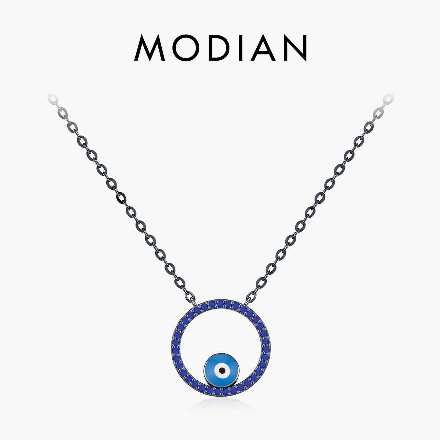 Collar MODIAN con ojos fantasmales de esmalte, colgante de lapislázuli sintético de plata de ley 925 para mujer, joyería fina