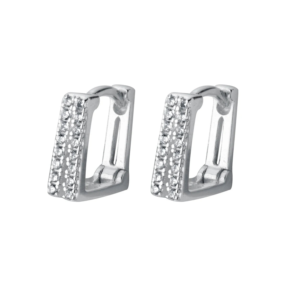 Modian Square Clear CZ Hoop Earrings for Women 925 Sterling Silver Minimalist Simple Earing Real Silver Korean Fashion Jewelry