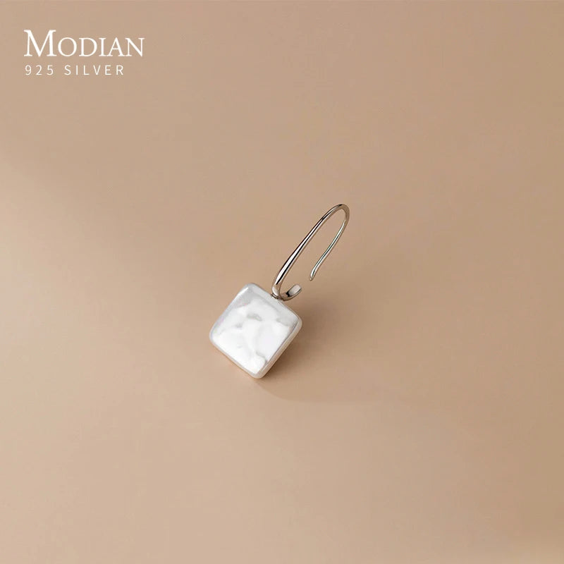 Pendientes de gancho acrílico arcoíris MODIAN de plata de ley 925 con forma cuadrada grande para mujer, joyería fina, regalos para fiestas.