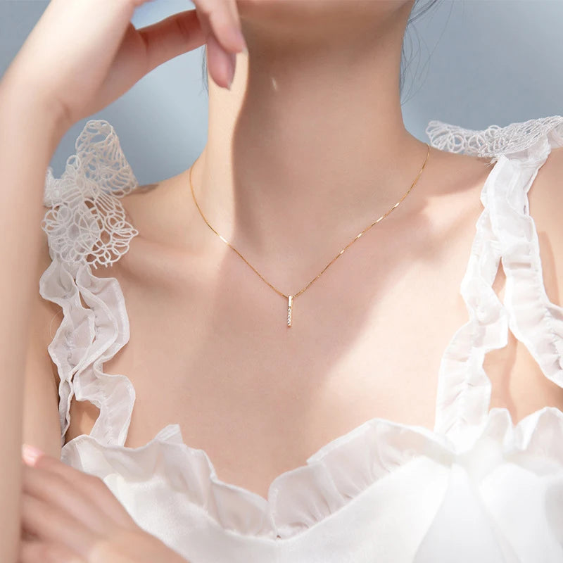 Colgante Modian de plata de ley 925 con forma de rectángulo geométrico y circonita brillante para mujer, collar ajustable, joyería fina de estilo coreano.