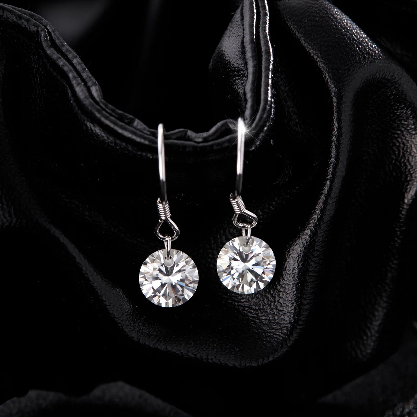 MODIAN 1CT D Color Sparkling Moissanite Hook Earrings 925 Sterling Silver Round Sway Dangle Earrings For Women Fine Jewelry