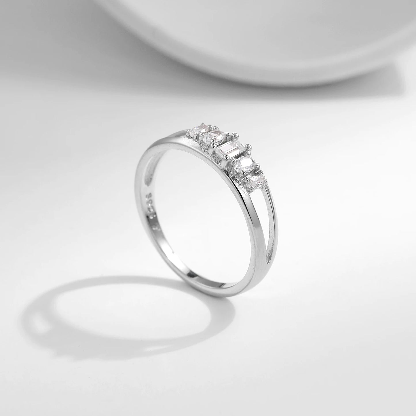 Anillo MODIAN de doble capa con circonita cúbica, plata esterlina 925 pura, anillo de moda para mujer con circonita cúbica, joyería fina