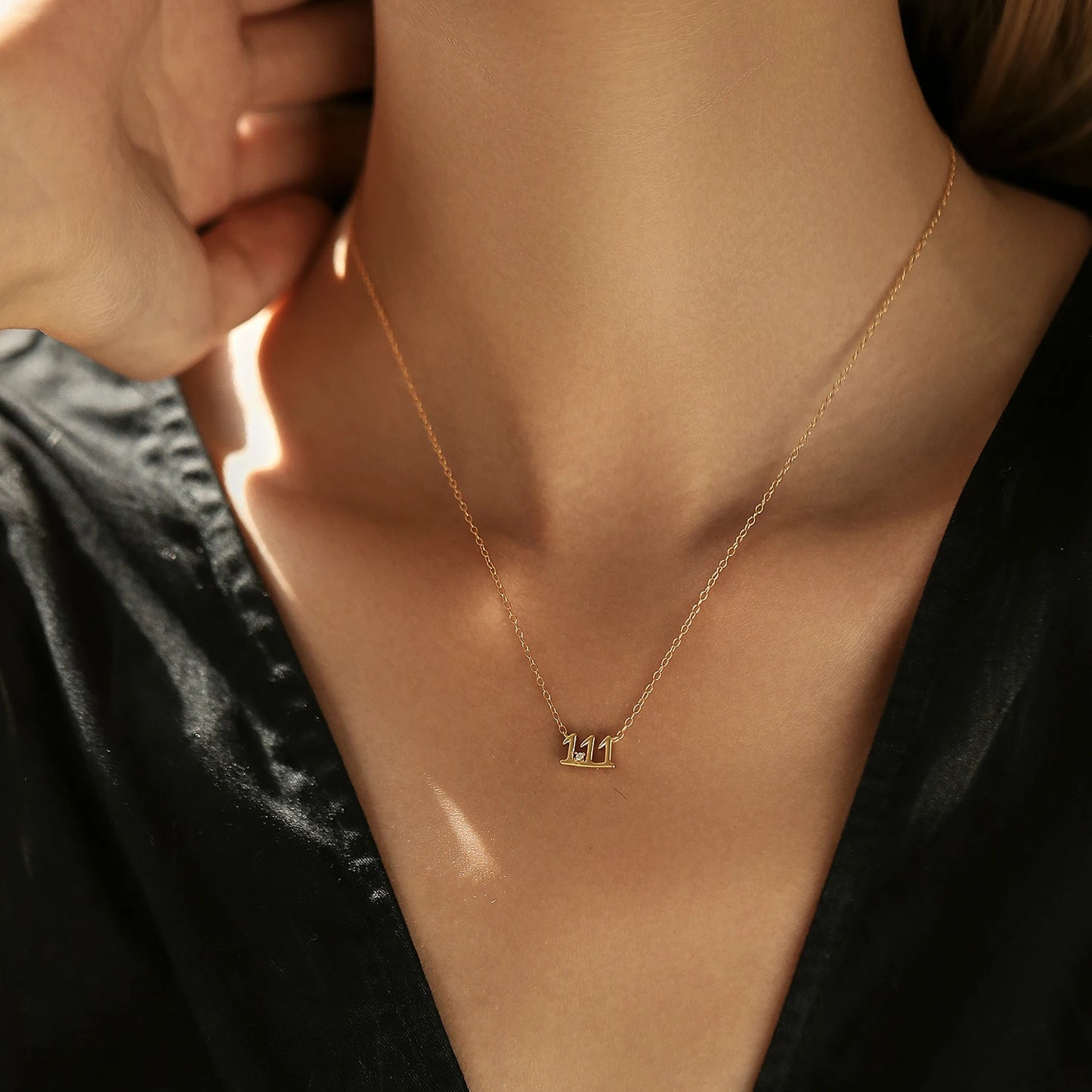 Collares de moda MODIAN de plata de ley 925 con dígitos simples apilables, color dorado, ajustables, exquisitos colgantes para mujer, joyería