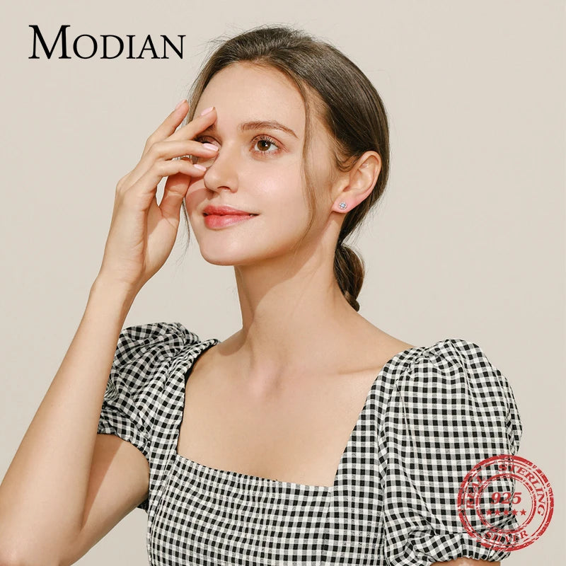 Pendientes MODIAN de plata de ley 925 auténtica con forma de gota hueca para mujer, modernos pendientes de ópalo azul, joyería fina para San Valentín.