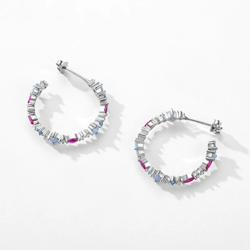 Pendientes Modian auténticos de plata de ley 925 con circonitas de color arcoíris para mujer, regalo de boda, joyería fina.