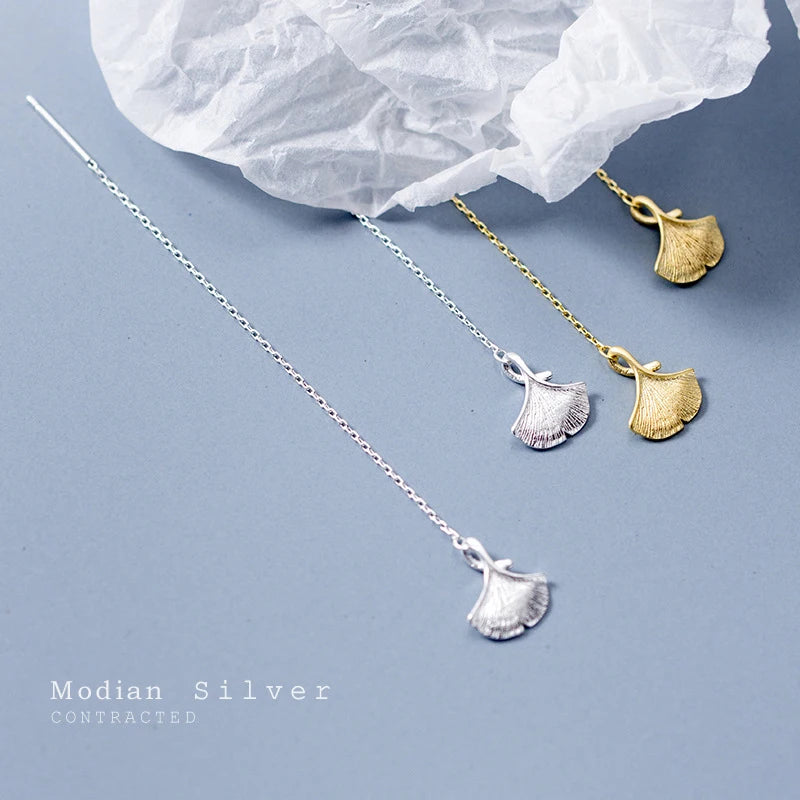 Pendientes largos Modian con borlas y conchas, clásicos, de plata de ley 925, con diseño de sirena, para mujer, joyería exquisita