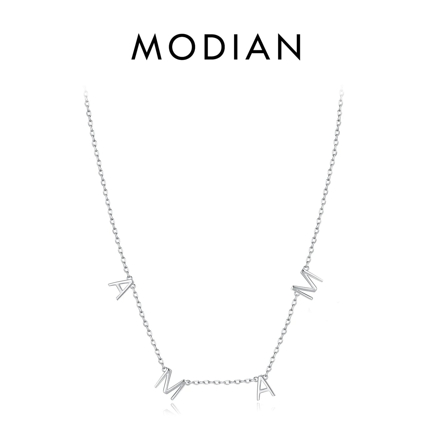 Collar con colgante clásico de MAMA de MODIAN en plata de ley 925, color oro rosa brillante, para mujer, joyería fina, regalo