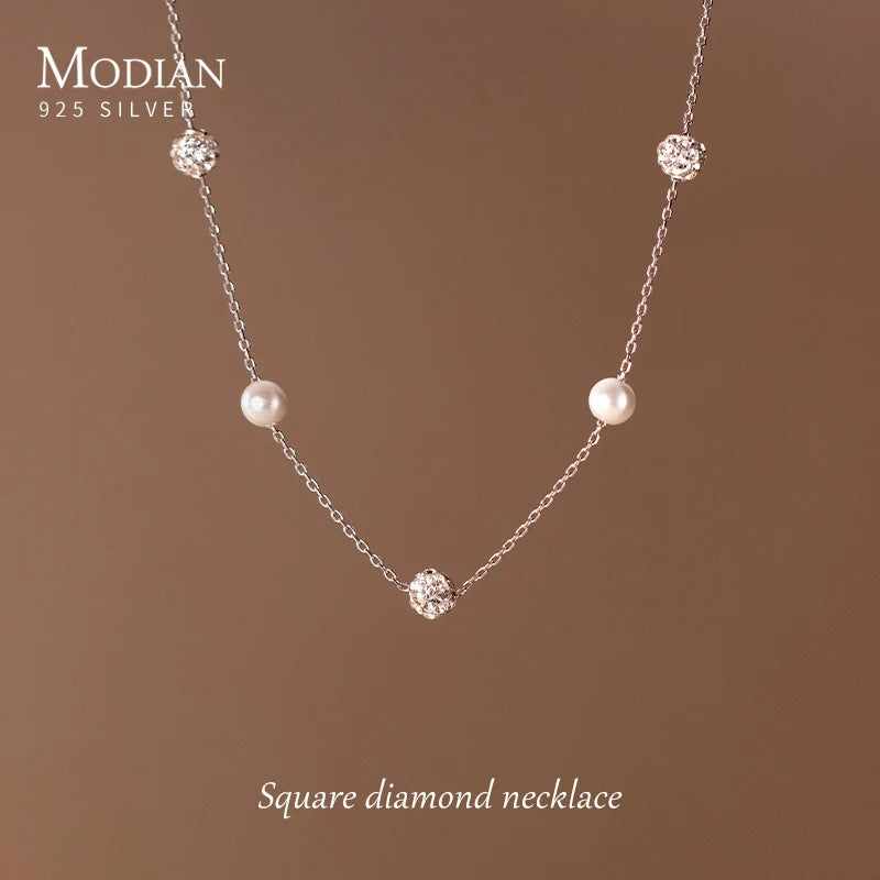 Collar Modian de plata de ley 925 con circonitas brillantes, elegante y de lujo, ideal para bodas y compromisos.