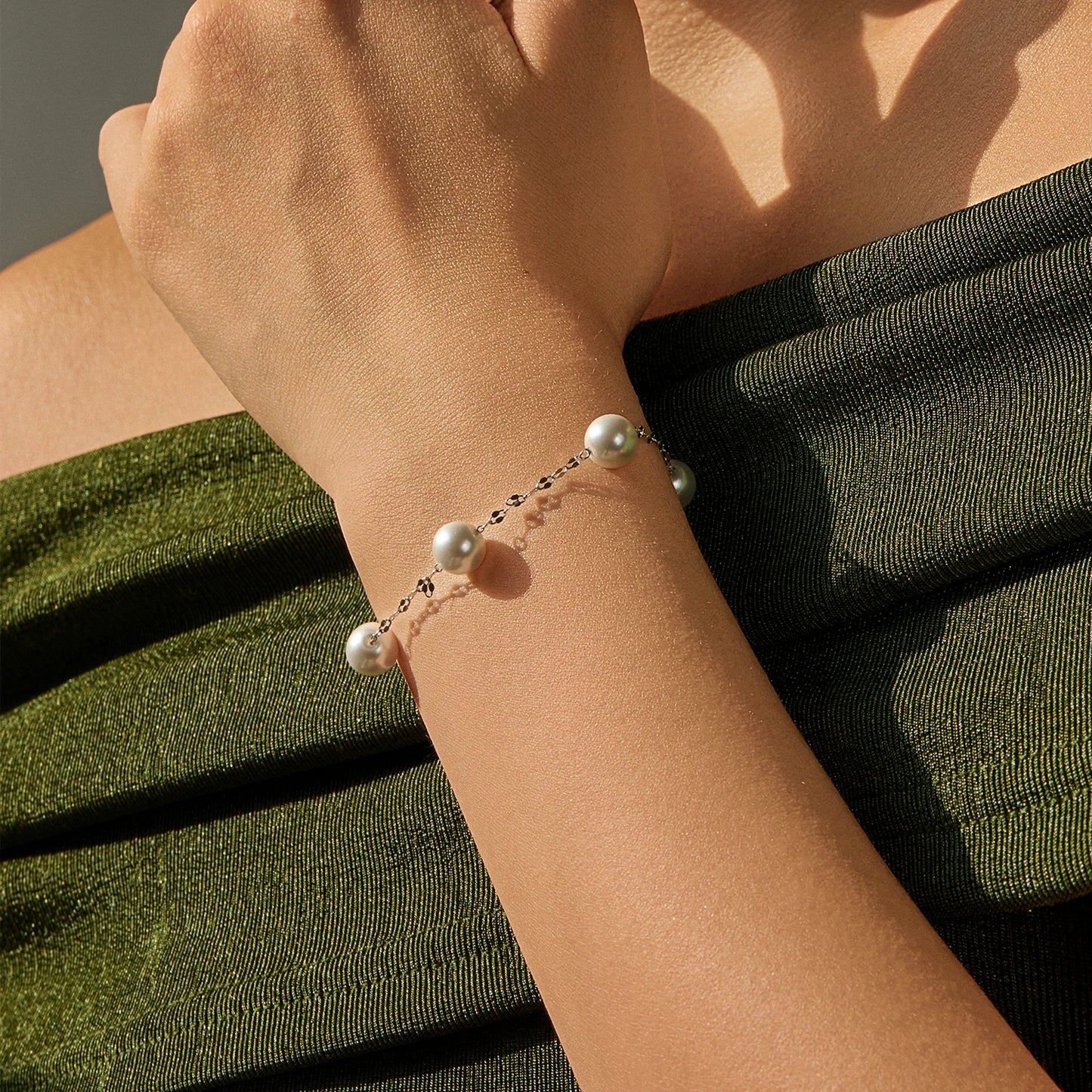 Pulsera MODIAN de plata de ley 925 con perlas de cristal geométricas, elegante y recatada, para mujer, joyería fina