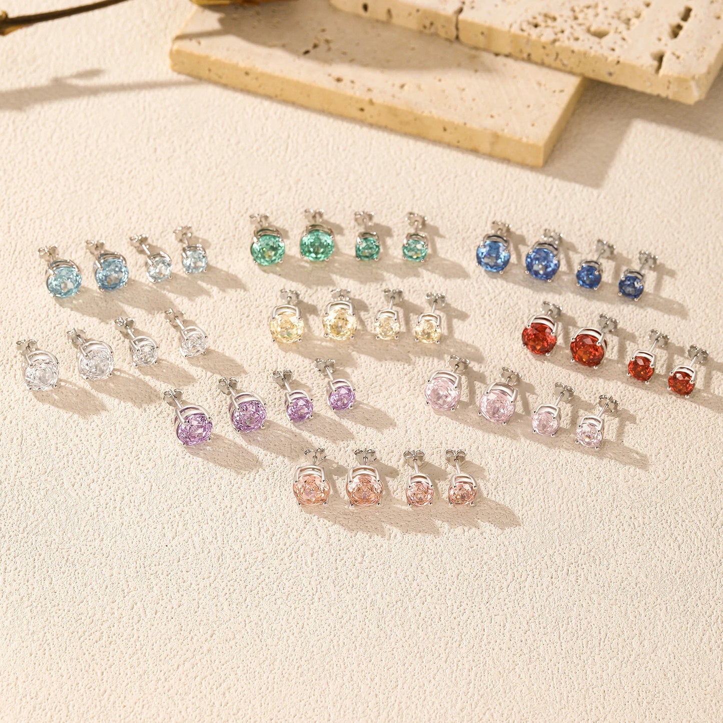 MODIAN Multicolor 925 Sterling Silver Rose Cut Round Zirconia Earrings Paraiba Color Fashion Stud Earrings For Women Jewelry