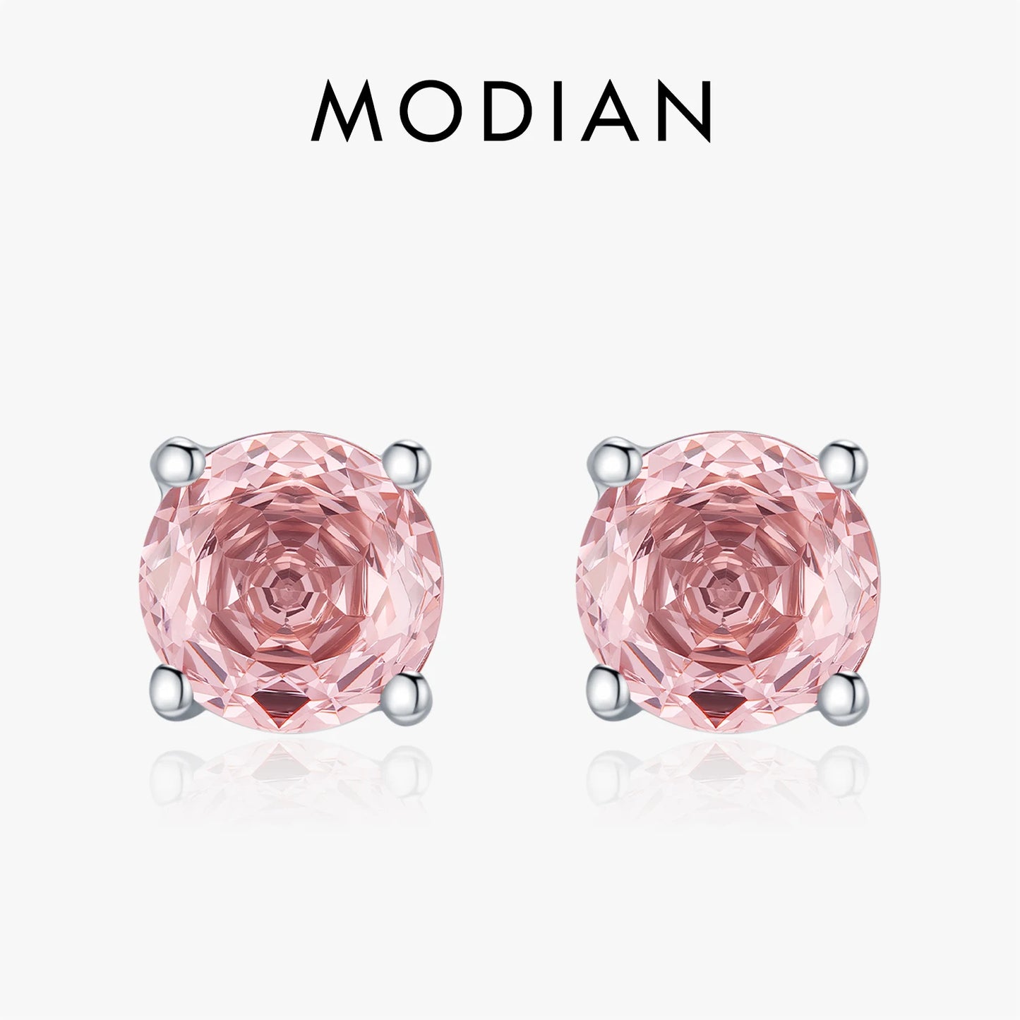 MODIAN 925 Sterling Silver Romantic Morgan Orange Rose Cut Round Simple Stud Earrings For Women Hypoallergenic Fine Jewelry