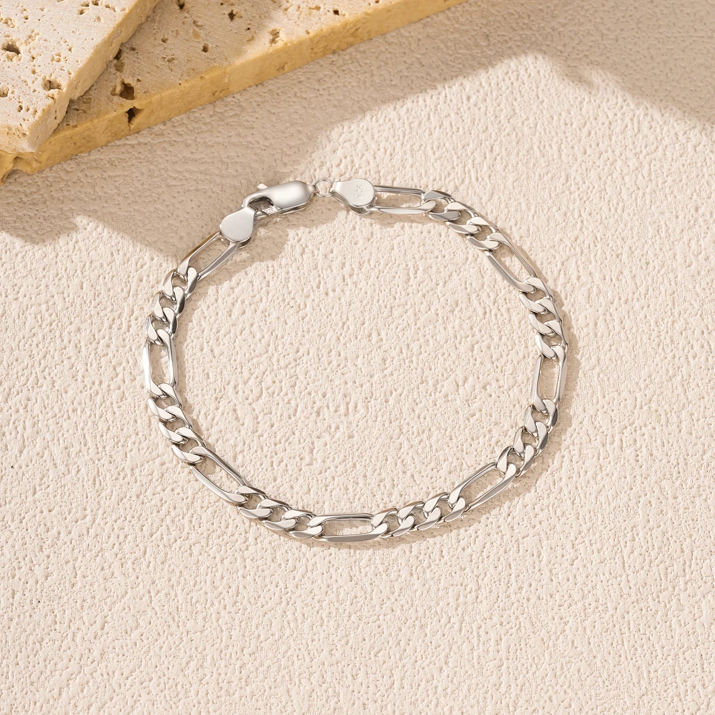 MODIAN 925 Sterling Silver 3 Size Classic Figaro Hollow out Chain Bracelet For Women And Men Daisy Fine Jewelry Accessories