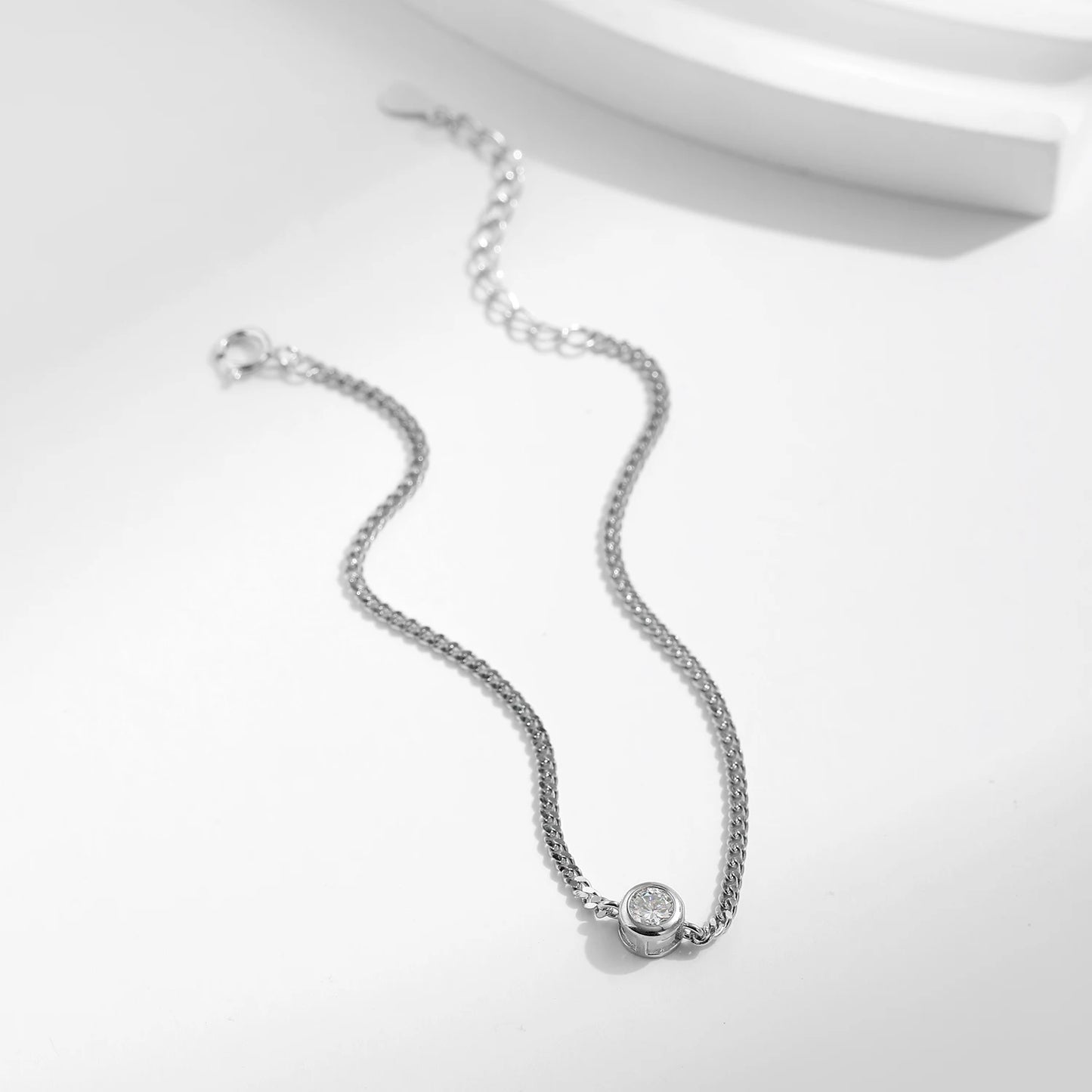 Pulsera MODIAN de 0,25 quilates con engaste de moissanita para mujer, elegante pulsera de cadena de plata de ley 925 con diamantes, joyería de boda