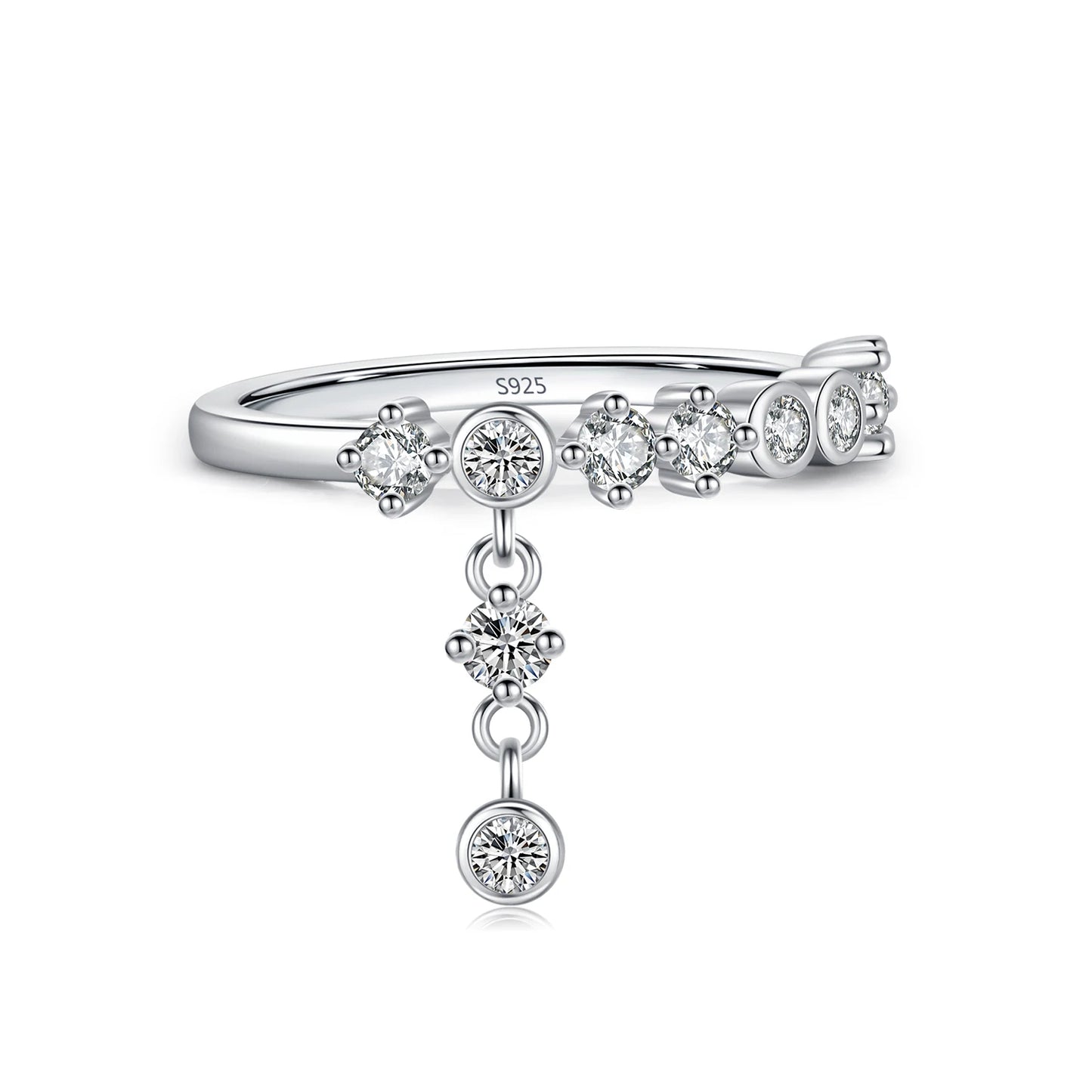 Anillos de dedo MODIAN de plata de ley 925 con circonitas redondas brillantes de alta moda para mujer, joyería fina para fiestas.