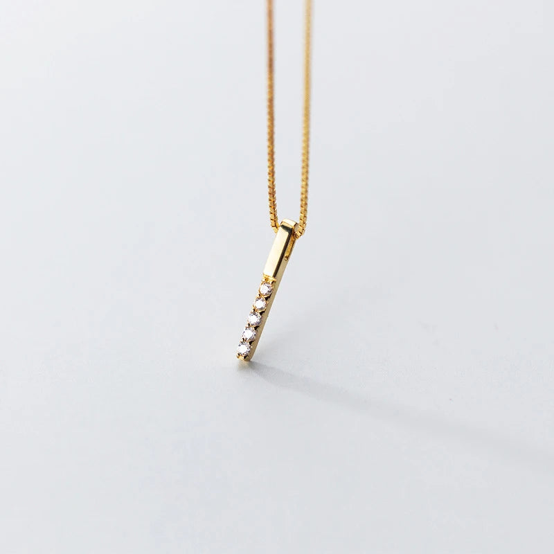 Colgante Modian de plata de ley 925 con forma de rectángulo geométrico y circonita brillante para mujer, collar ajustable, joyería fina de estilo coreano.