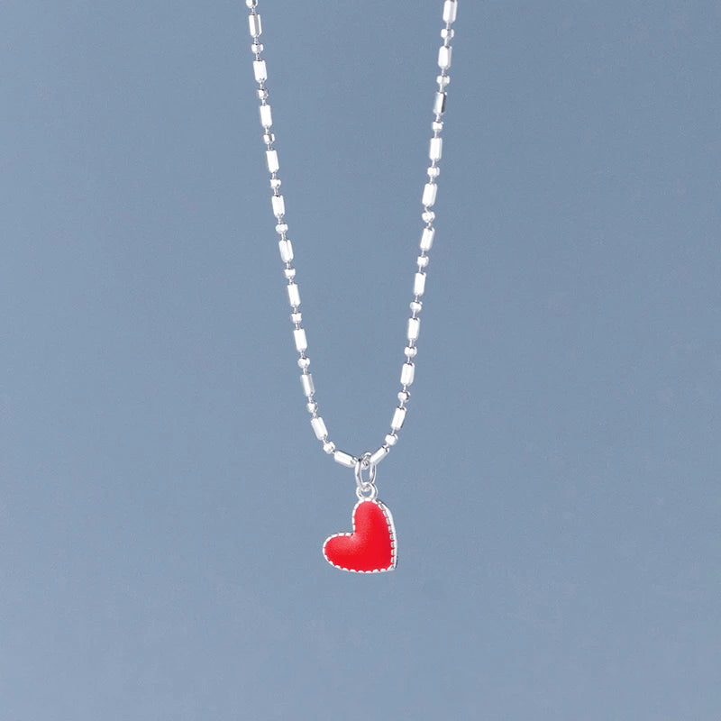 Collar Modian de plata de ley 925 con colgante de corazones esmaltados de colores arcoíris minimalistas, cadena de eslabones moderna para mujer, joyería de boda.