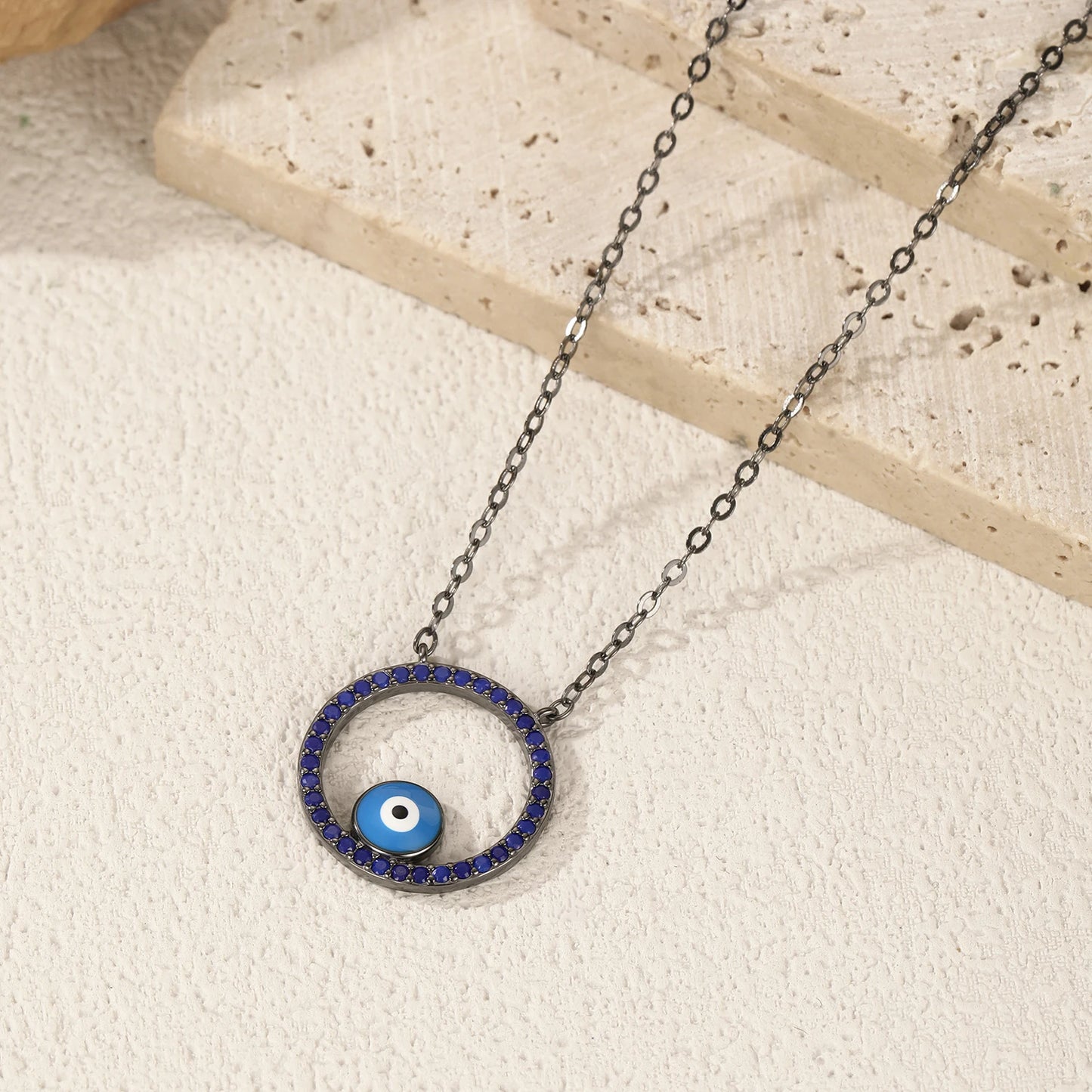 Collar MODIAN con ojos fantasmales de esmalte, colgante de lapislázuli sintético de plata de ley 925 para mujer, joyería fina