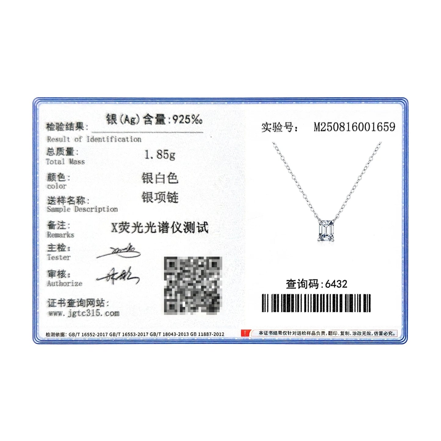 Collar MODIAN D con moissanita de corte rectangular en plata de ley 925, colgante clásico de lujo para mujer, joyería