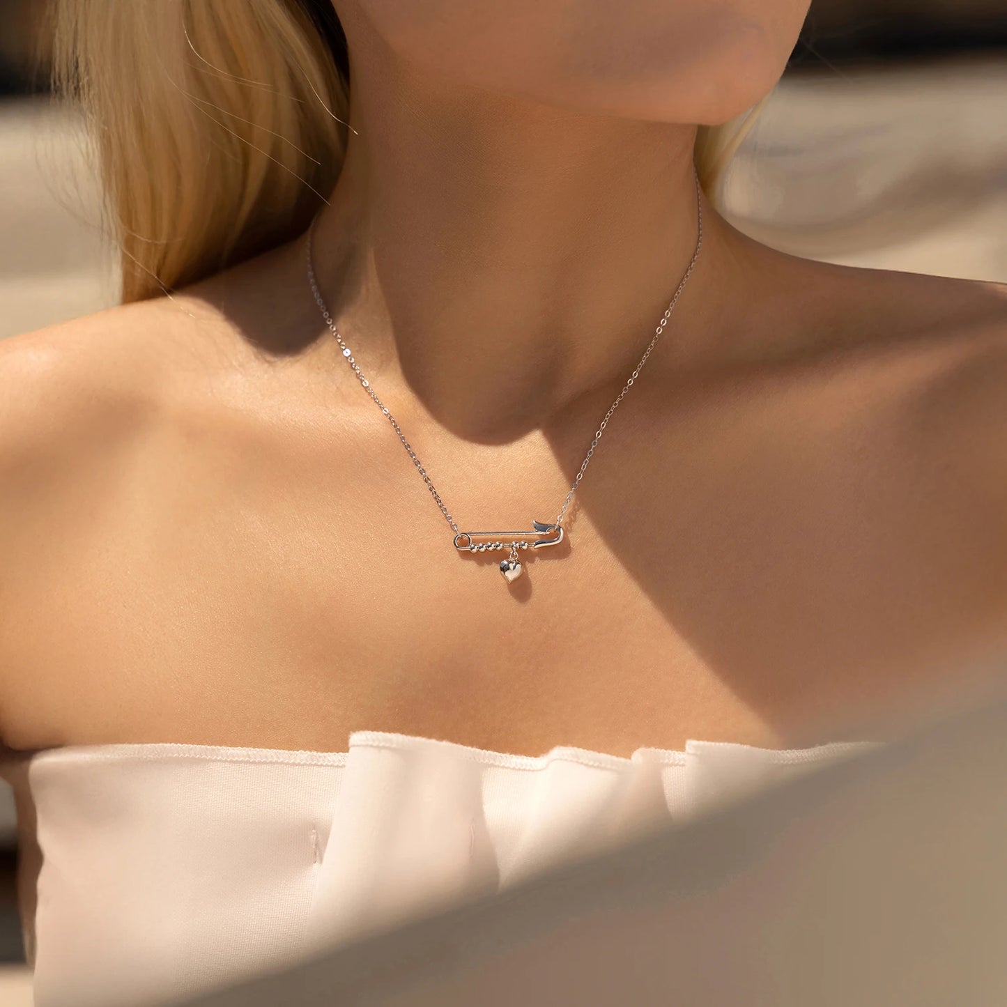 MODIAN 925 Sterling Silver Trendy Mirror Heart Swings Necklace High-end Paper Clip Pendant Necklaces For Women Fine Jewelry