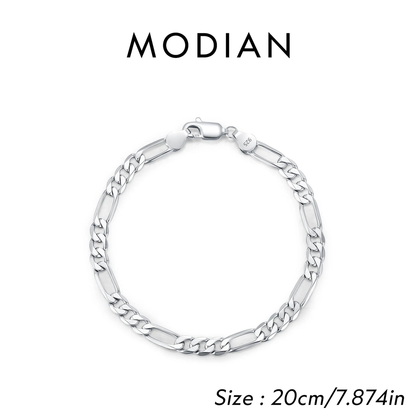 MODIAN 925 Sterling Silver 3 Size Classic Figaro Hollow out Chain Bracelet For Women And Men Daisy Fine Jewelry Accessories