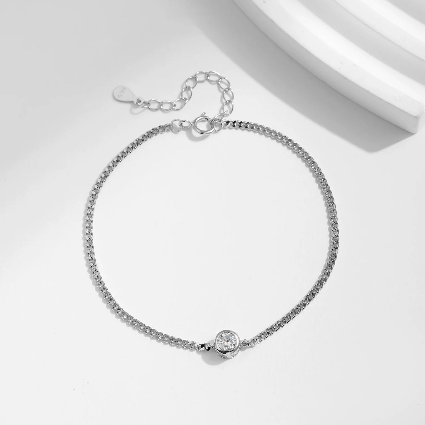 Pulsera MODIAN de 0,25 quilates con engaste de moissanita para mujer, elegante pulsera de cadena de plata de ley 925 con diamantes, joyería de boda