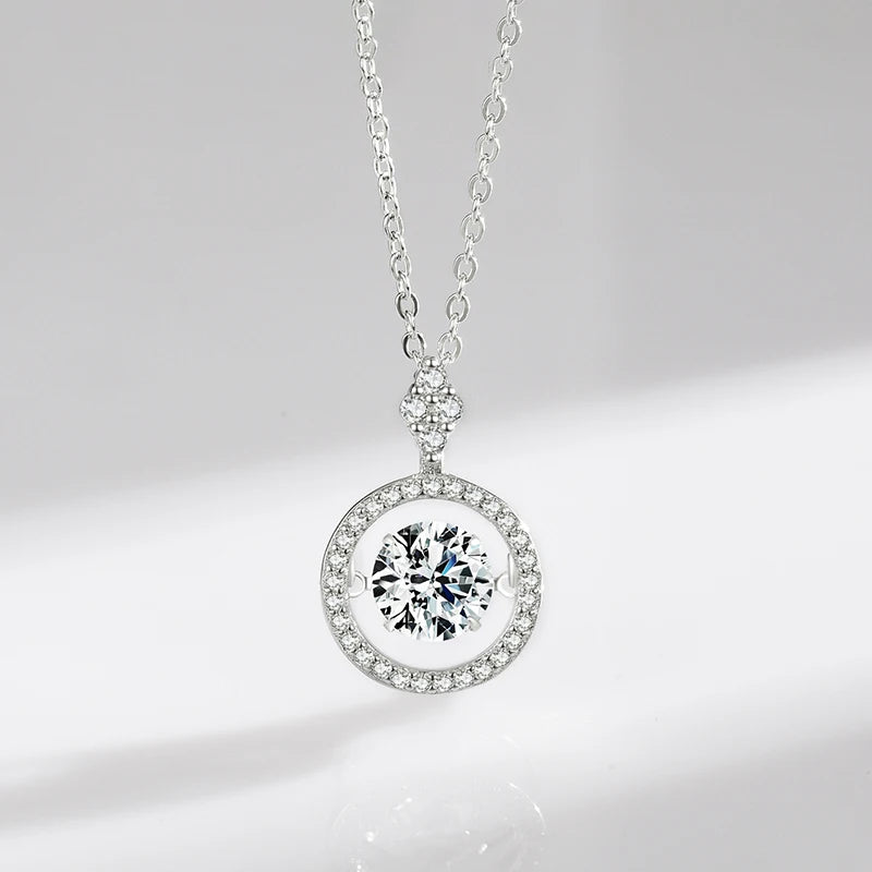 Collar Modian de plata de ley 925 con colgante de lujo brillante y cadena de eslabones con circonitas movibles, joyería de compromiso para boda para mujer.