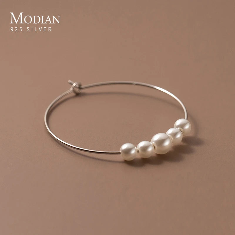 Pendientes de aro Modian de plata de ley 925 con forma de círculo grande y sencillos para mujer, con hebilla fina y exquisita, joyería fina.