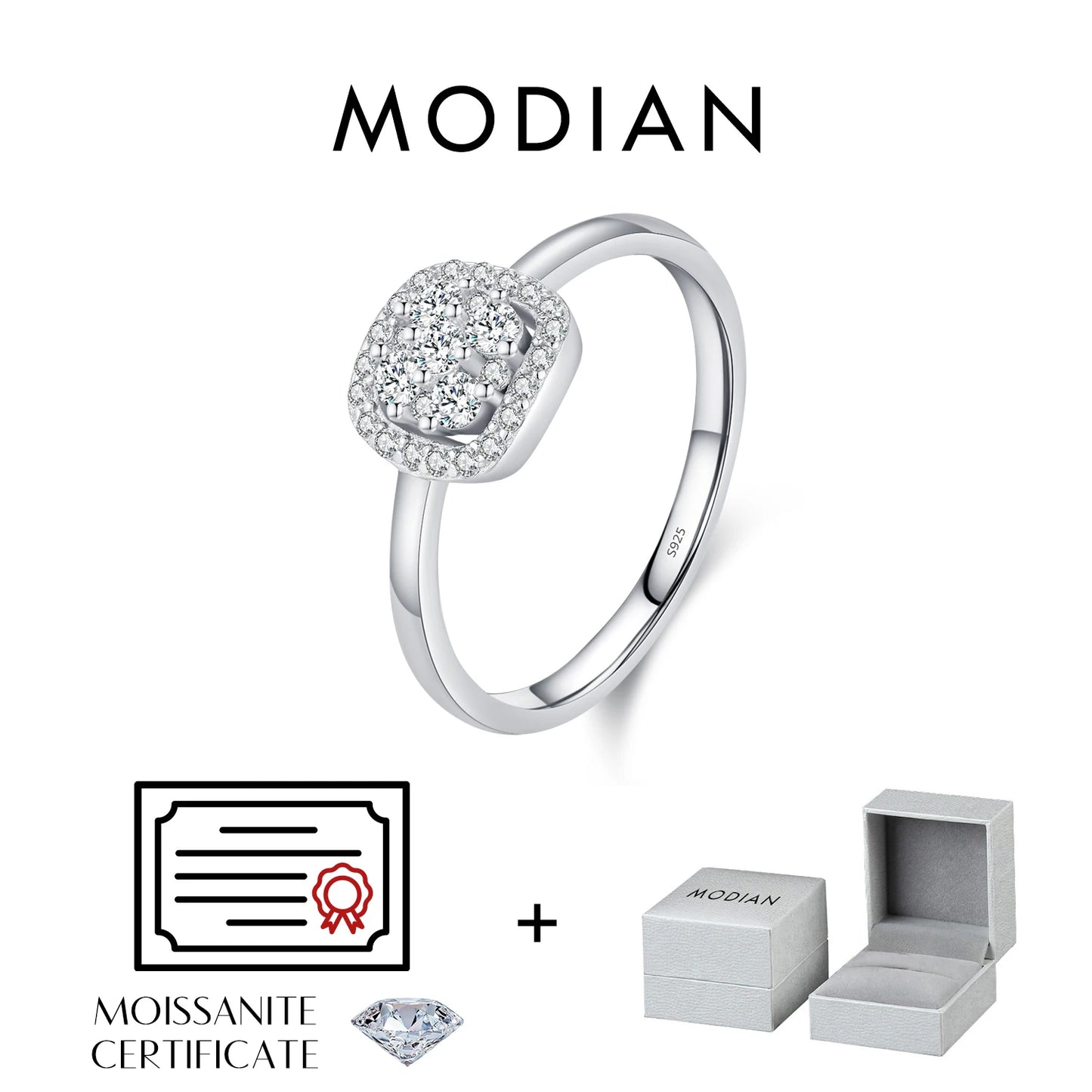 Anillo de boda de moissanita MODIAN con engaste pavé de color D VVS1 brillante, plata de ley 925, para mujer, joyería fina