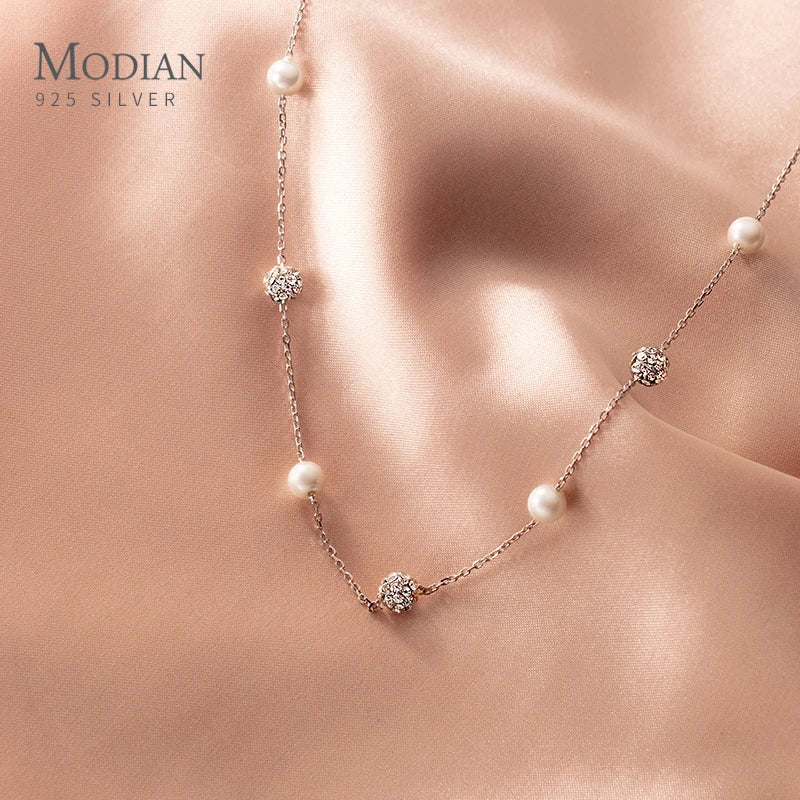 Collar Modian de plata de ley 925 con circonitas brillantes, elegante y de lujo, ideal para bodas y compromisos.