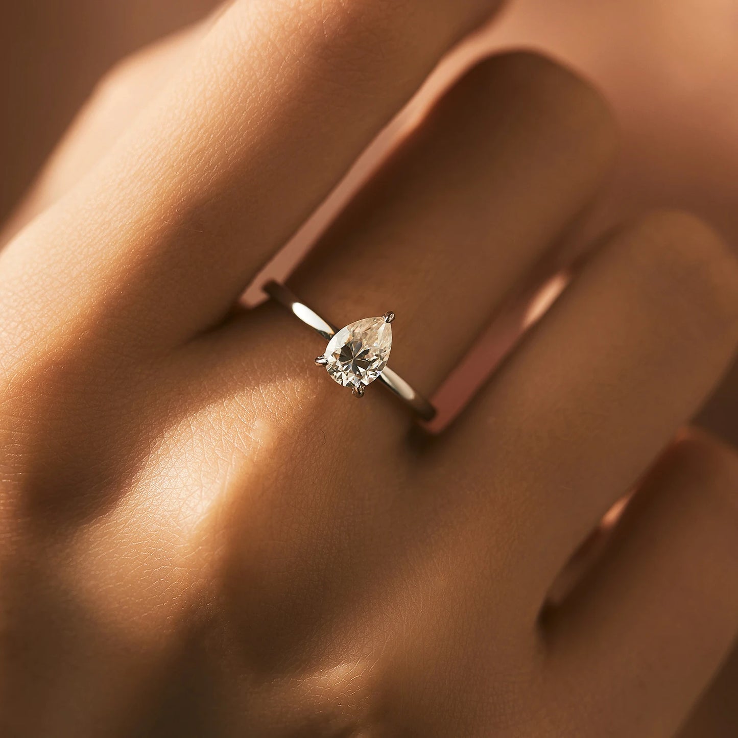 Anillo de moissanita redondo y cuadrado de MODIAN con forma de pera en plata de ley 925, anillos de diamantes creados en laboratorio para mujer, joyería fina.
