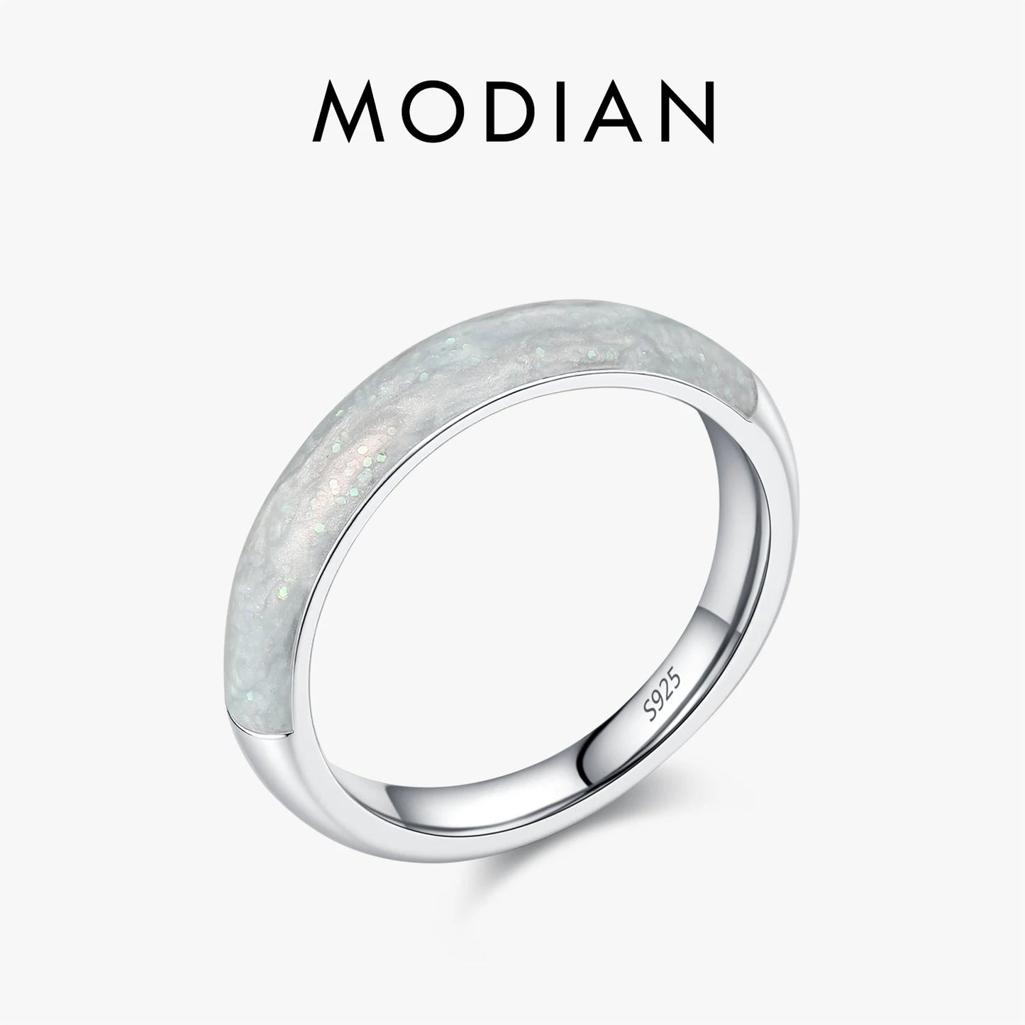 Anillos de dedo MODIAN de plata de ley 925 con esmalte translúcido geométrico minimalista elegante para mujer, joyería fina
