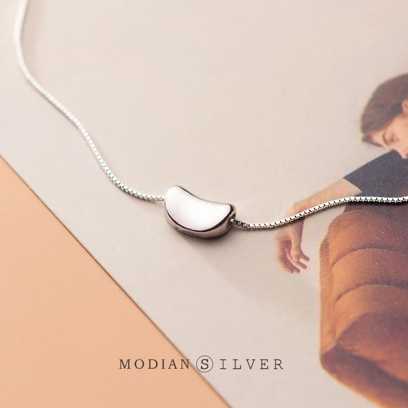 Collar de cadena de eslabones MODIAN para mujer, de plata de ley 925, con colgante sencillo, joyería fina, regalo para niña