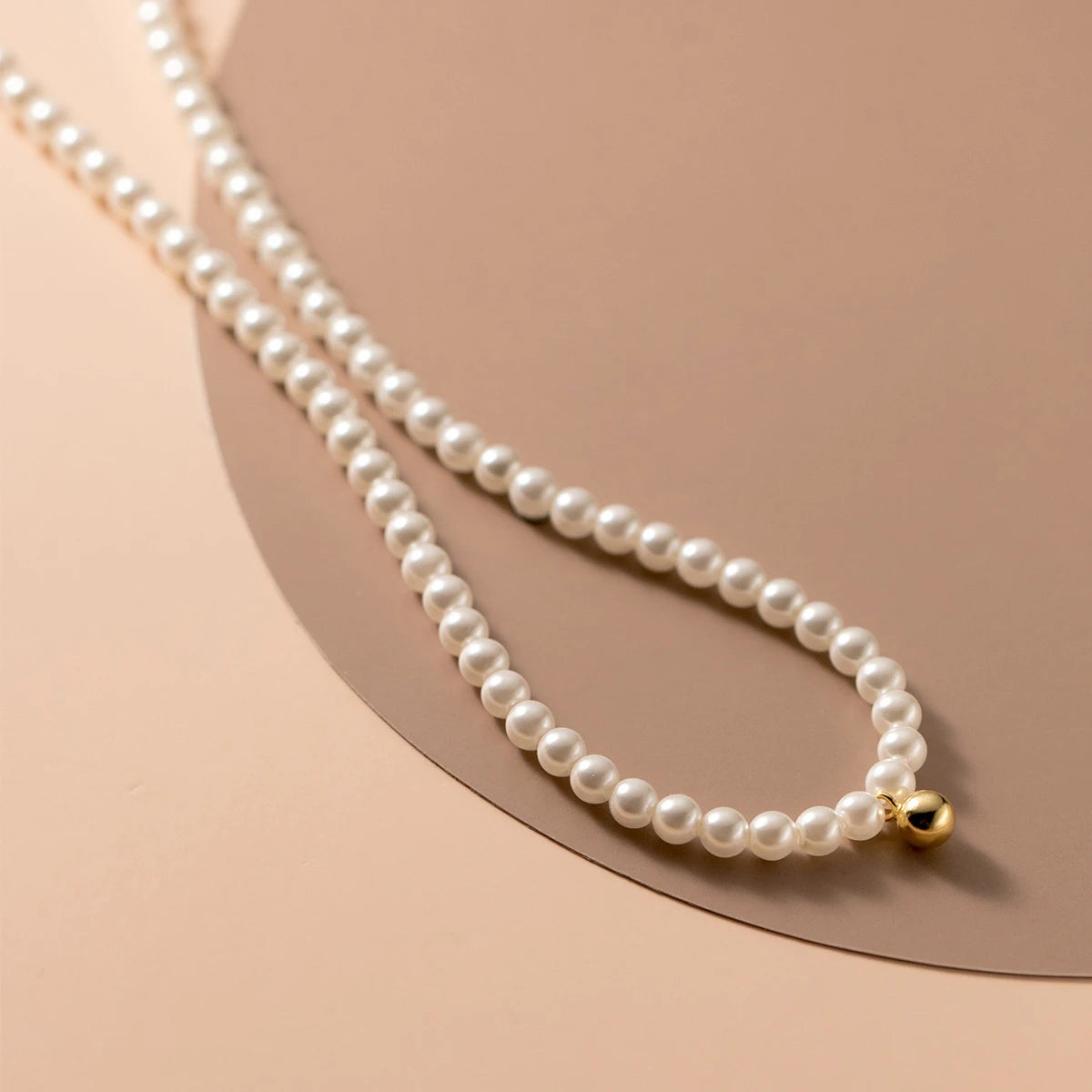MODIAN 925 Sterling Silver Elegant White Pearl Charm Necklace Shell Pearl Gold Beads Choker Necklace For Women Fine Jewelry