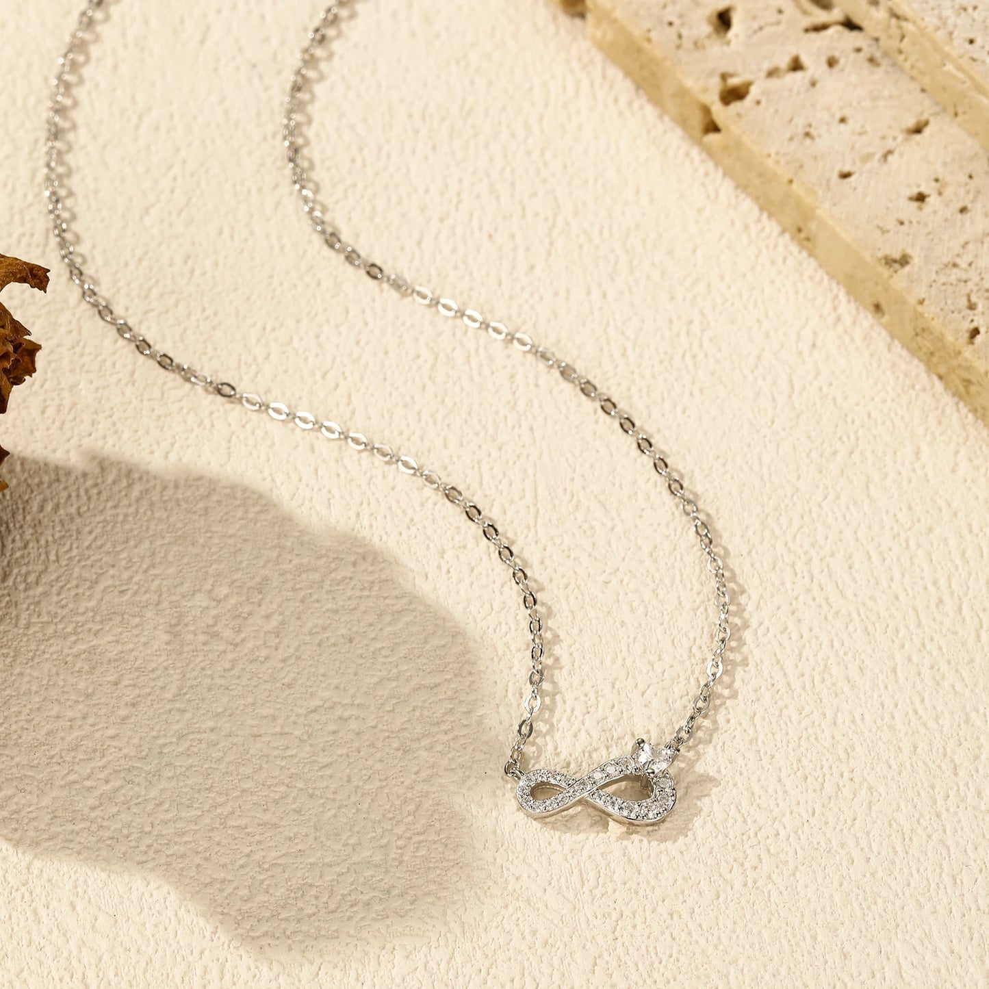 Collar romántico de amor infinito MODIAN, cadena de eslabones de corazón Mobius de plata de ley 925, colgante para mujer, joyería fina