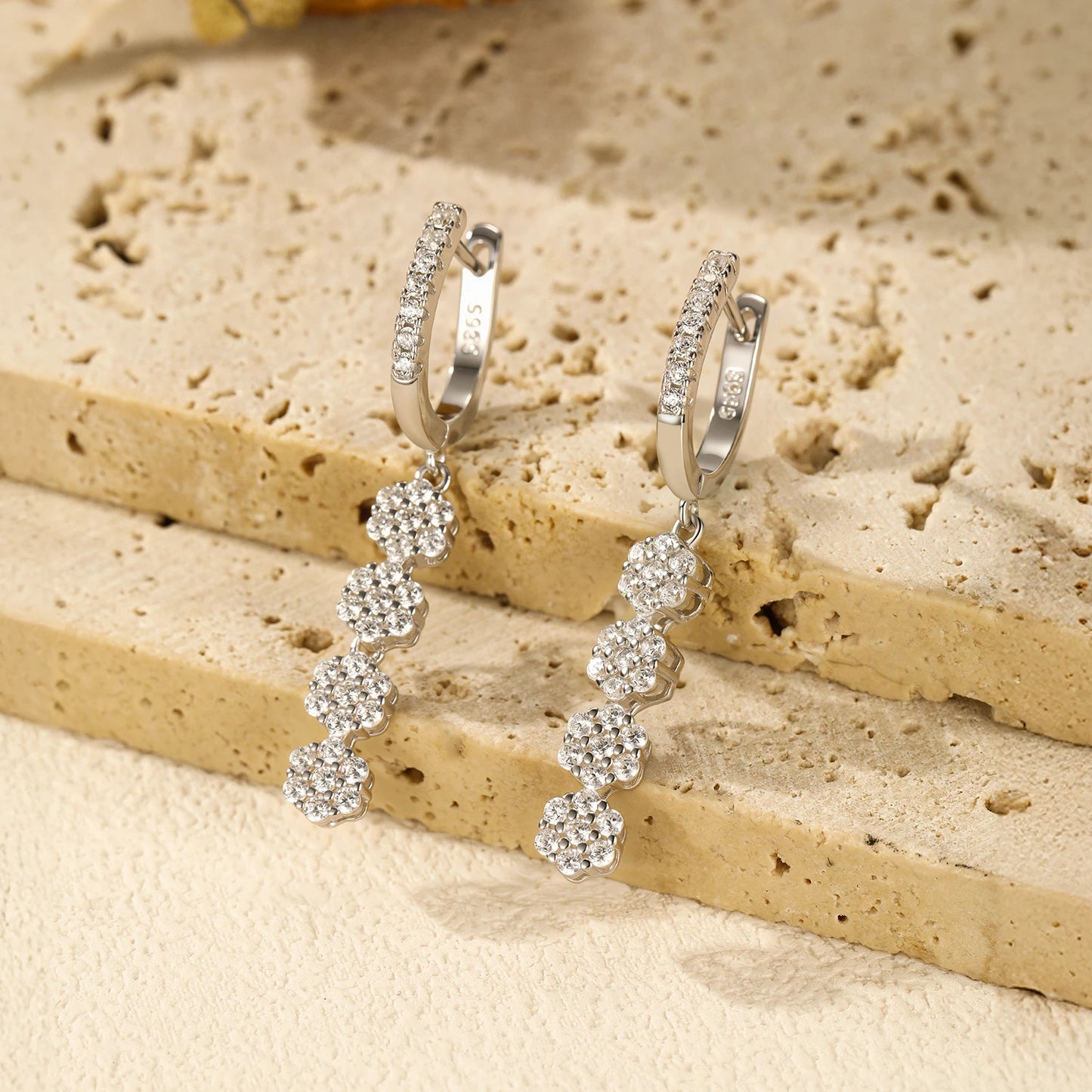 MODIAN Sparkling Zirconia Buckle Earrings 925 Sterling Silver Fashion Flower Dangle Earrings For Women Party Fine Jewelry