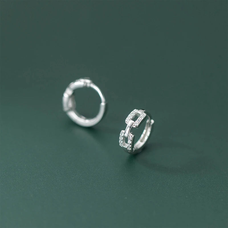 Modian Pure 925 Sterling Silver Geometric Clear Cz Dazzling Ear Buckles Hoop Earrings for Women Clips Chic Fashion Jewelry Arete