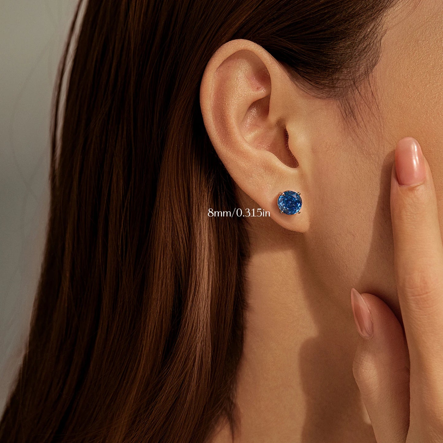 MODIAN 925 Sterling Silver High-end Elegant Royal Blue Rose Cut Round Zircon Stud Earrings For Women Wedding Fine Jewelry
