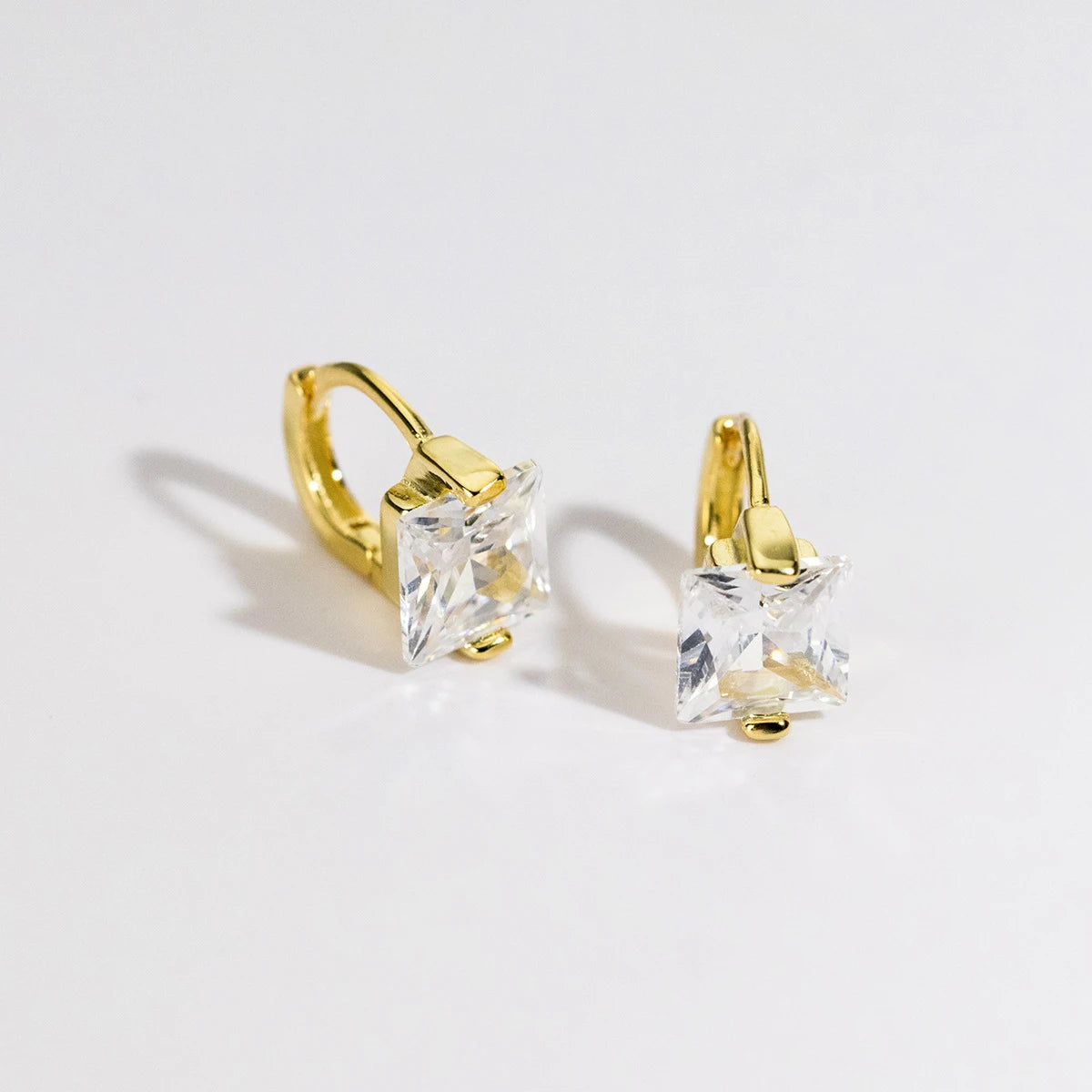 Modian Tiny Square CZ Gold Color Hoop Earrings for Women 925 Sterling Silver Small Ear Hoops Female Fashion Jewelry Bijoux