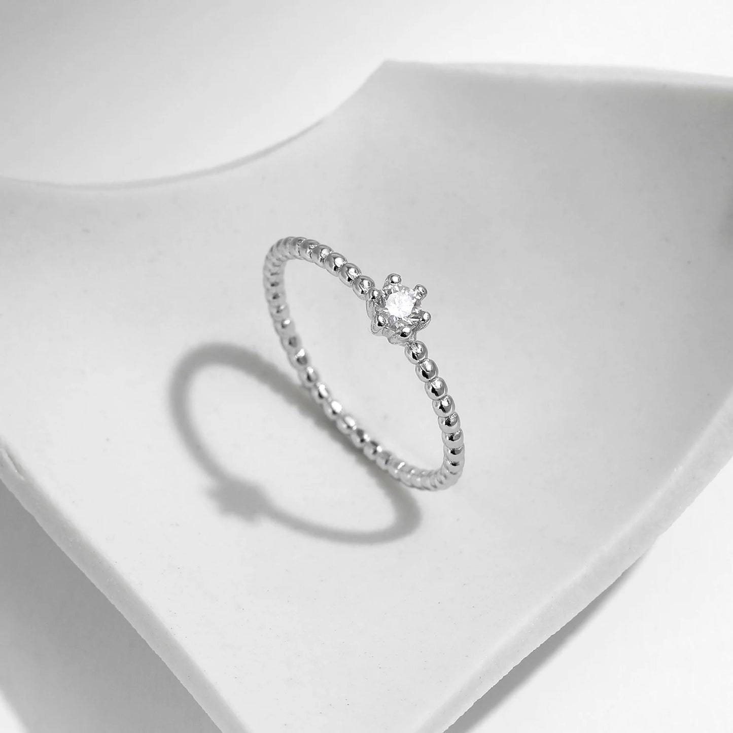 Anillos de moissanita redonda de color D de MODIAN con diamantes de laboratorio, plata de ley 925, cuentas clásicas simples, apilables, para mujer, joyería