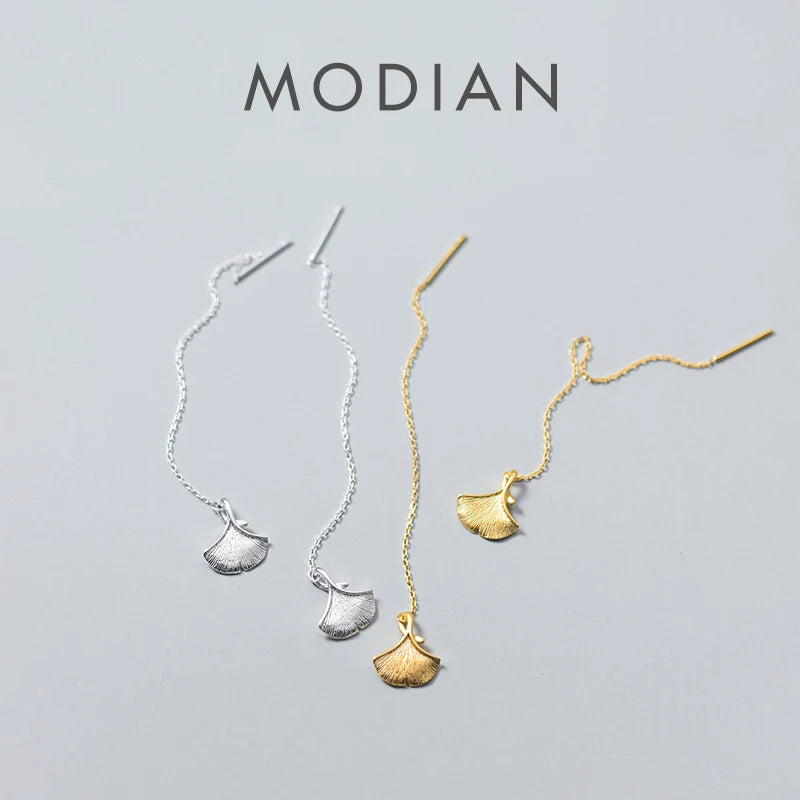 Pendientes largos Modian con borlas y conchas, clásicos, de plata de ley 925, con diseño de sirena, para mujer, joyería exquisita