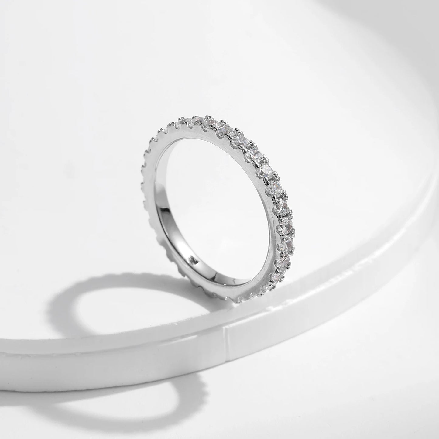 Anillo apilable de moissanita de lujo MODIAN para mujer, color D, plata de ley 925 auténtica, joyería de boda con exquisita caja de regalo.