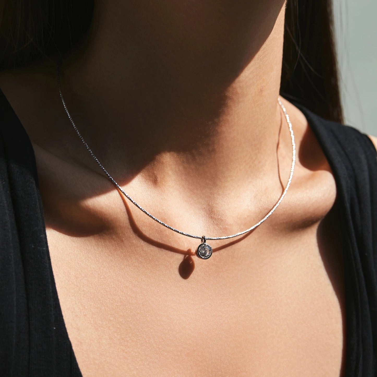 Collar MODIAN con circonitas redondas deslumbrantes, plata de ley 925, cadena de serpiente de alta gama, gargantilla de moda para mujer, joyería fina