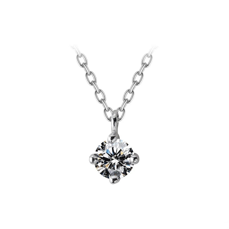 Collar con colgante redondo de circonita cúbica transparente clásico de Modian para mujer, 100 % plata de ley 925, joyería de cristal de 1,5 quilates, regalo