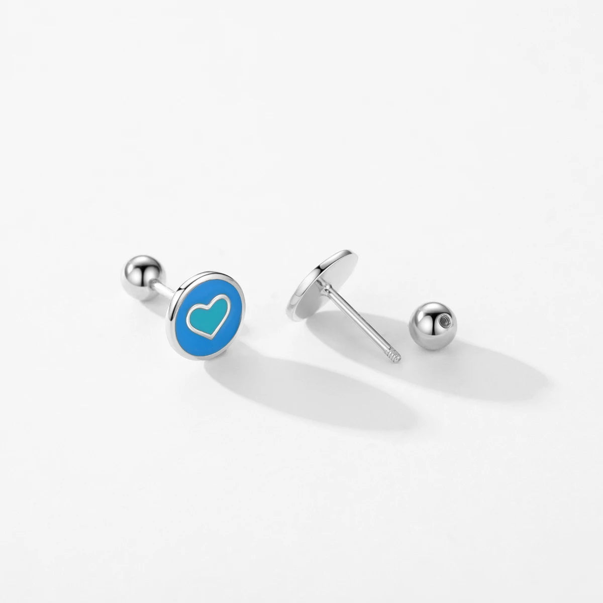 Pendientes Modian de plata de ley 925 con forma de corazón esmaltado, sencillos y redondos, con cuentas de rosca minimalistas, para mujer, joyería fina, regalos.