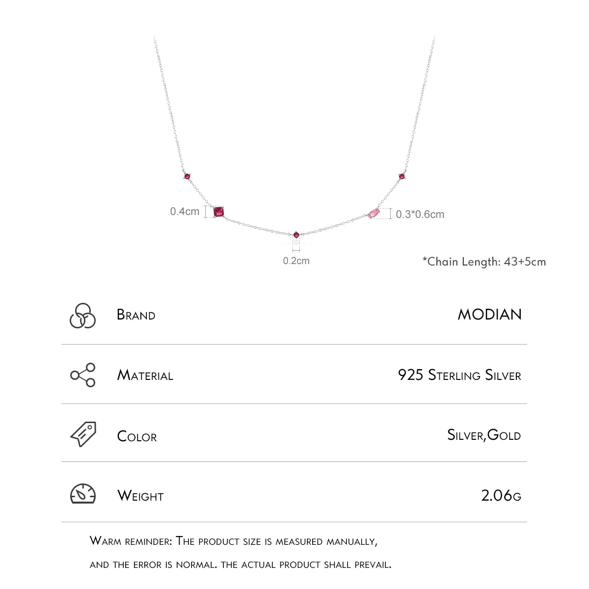 Collar con colgante de circonitas arcoíris de colores de plata esterlina 925 de MODIAN, cadena geométrica brillante para mujer, regalo de joyería de fiesta