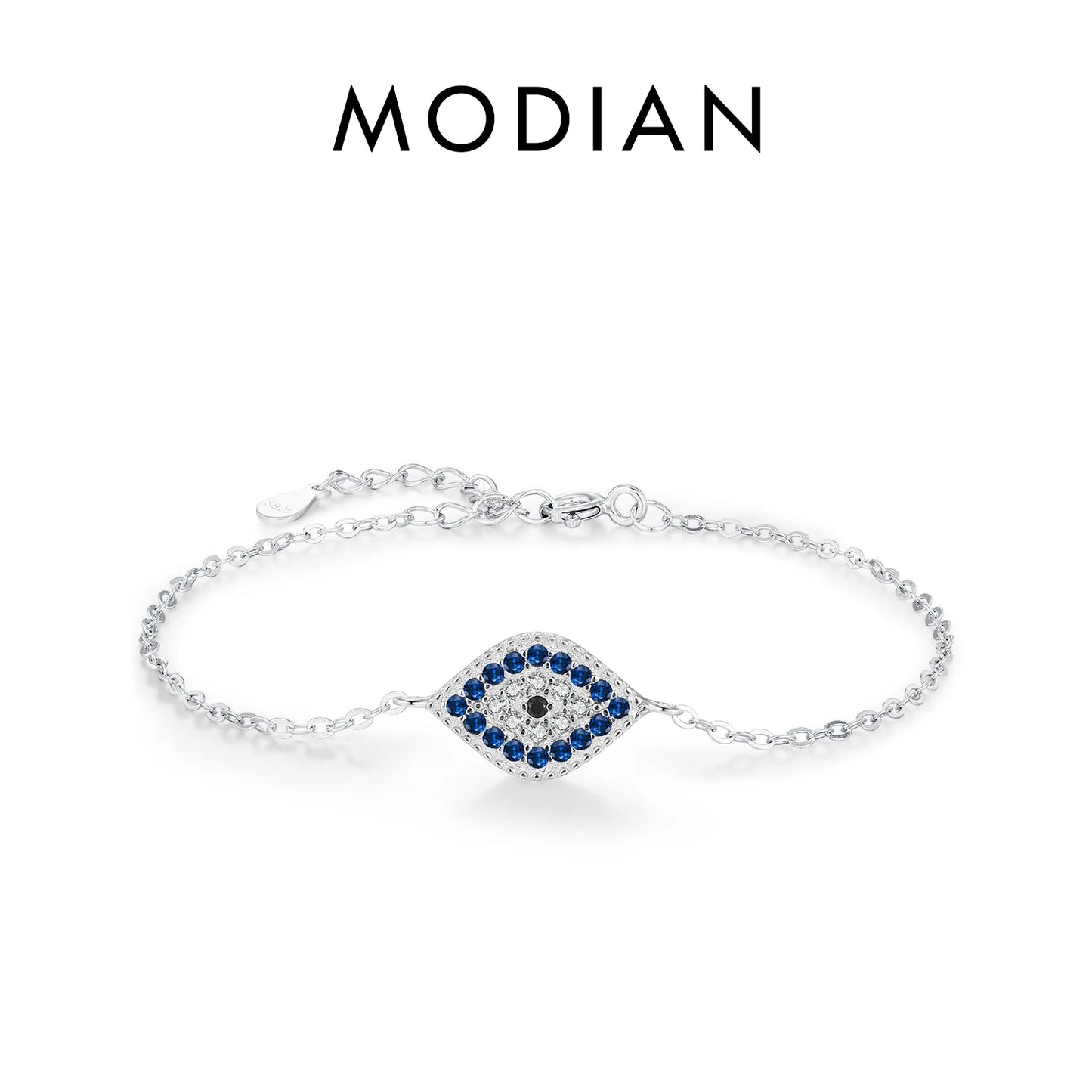 MODIAN 925 Sterling Silver 4 Styles Fashion Blue & Clear CZ Eyes Charm Link Chain Bracelets For Women Fine Jewelry