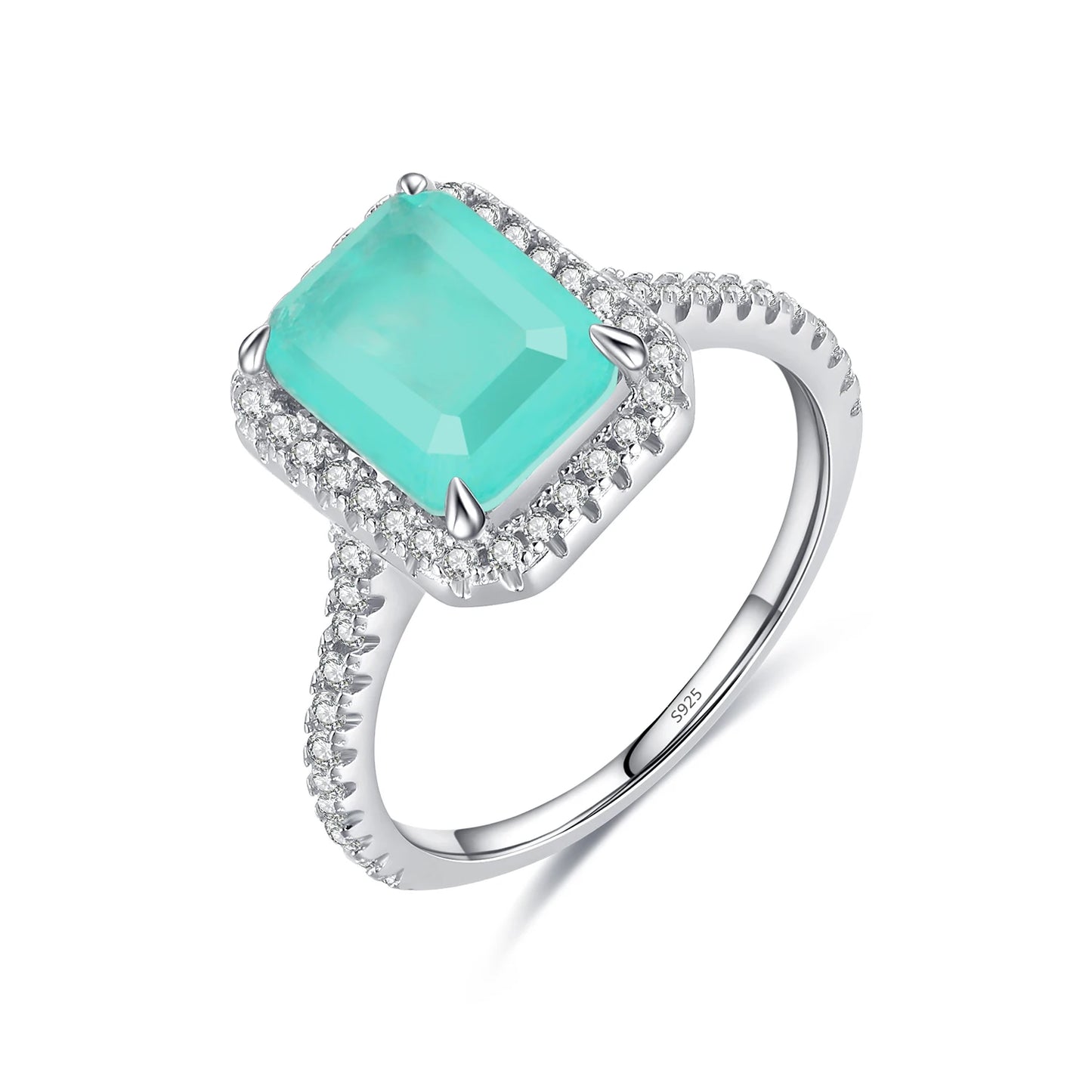 Anillos de turmalina Paraiba de lujo MODIAN en plata de ley 925 para mujer, anillos de compromiso, joyería fina, regalos de aniversario